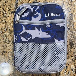 L.L. Bean Navy and Gray Shark Design Insulated Lunchbox